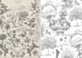 hand draw toile de jouy patterns for a unique textile design